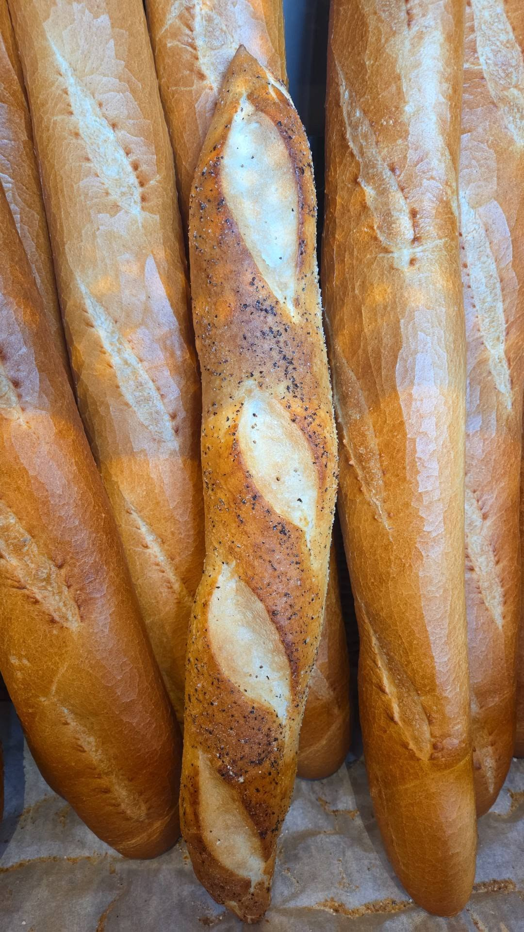 Baguettes en vitrine